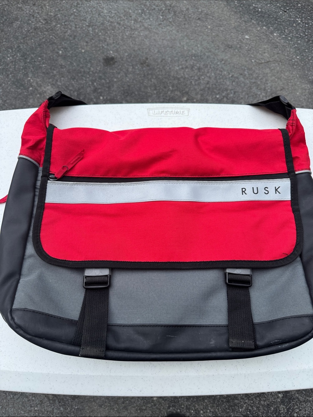 Rusk Men's Red and Gray Messenger Bag - laptop bag - College, work bag